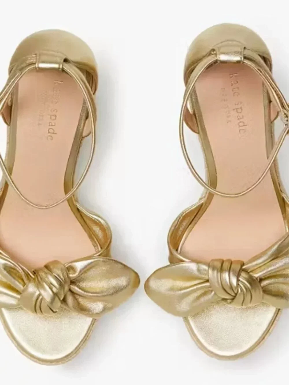 NIB KATE SPADE Tianna Espadrille Wedge Gold Leather Metallic Sandals, Size 11